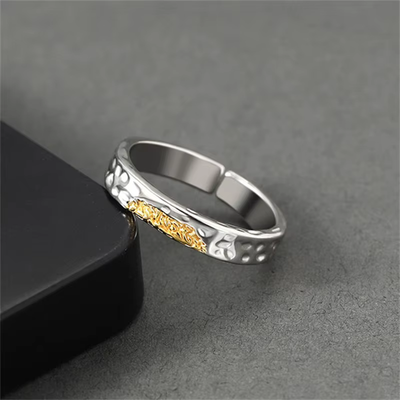 Bague à motif de fosse irrégulière en or vintage pour hommes