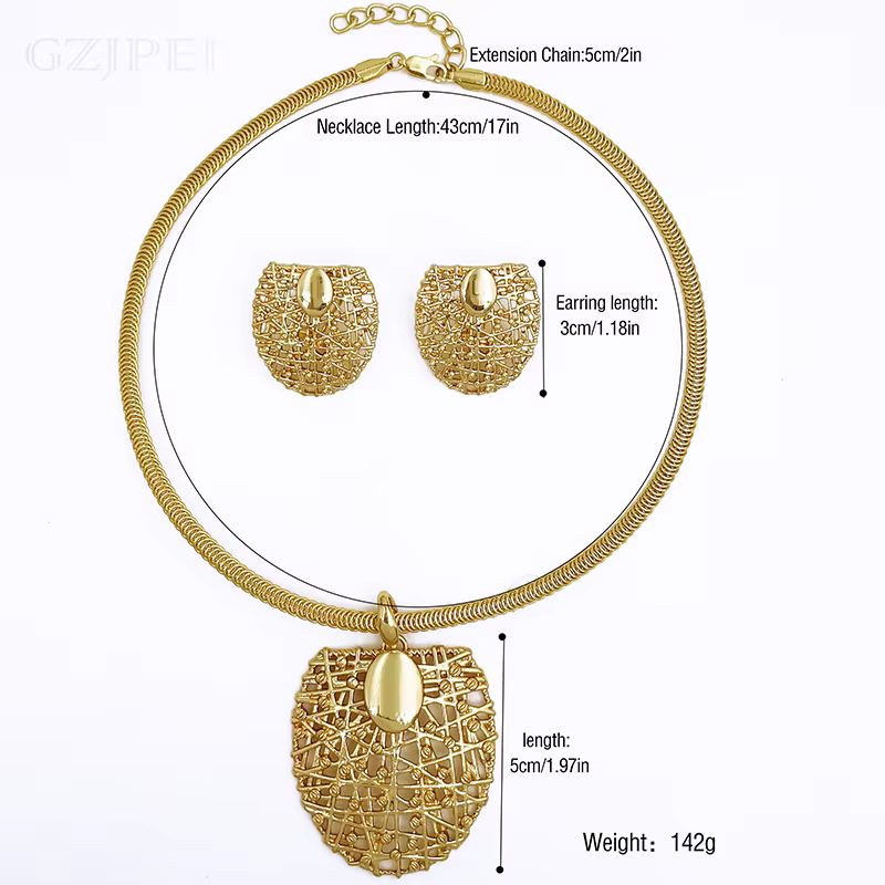 Ensemble de boucles d'oreilles et collier couleur or pour femmes, pendentif ras du cou Unique, ensemble de 3 pièces, bijoux, accessoires de qualité, livraison gratuite