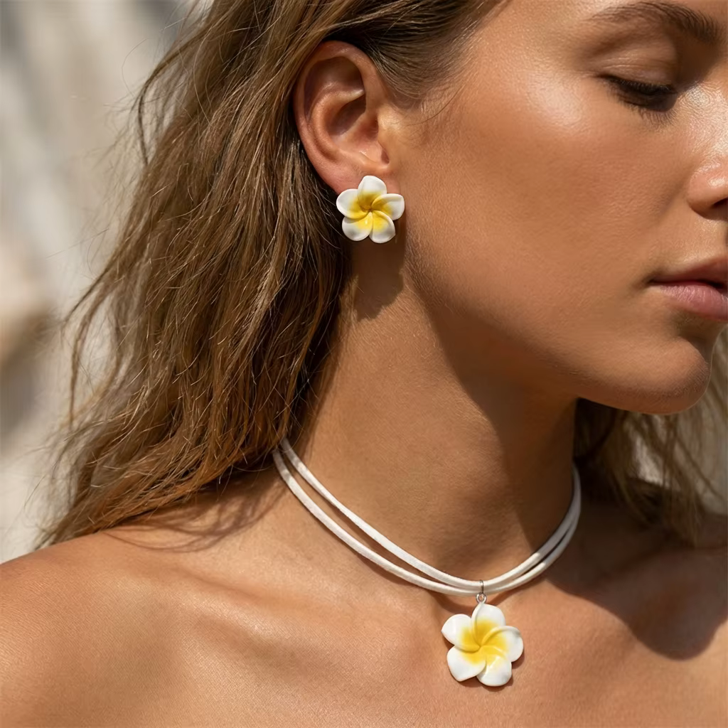 Parure de bijoux bohème élégante avec grandes fleurs pour femme