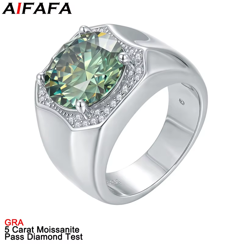 Bagues en diamant Moissanite véritable 5 carats pour hommes et femmes