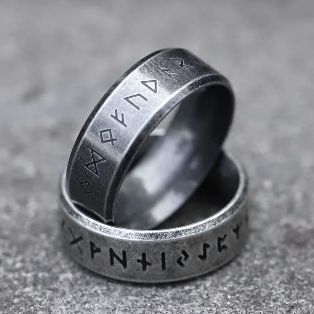 Bague Rune Viking rétro pour hommes et femmes
