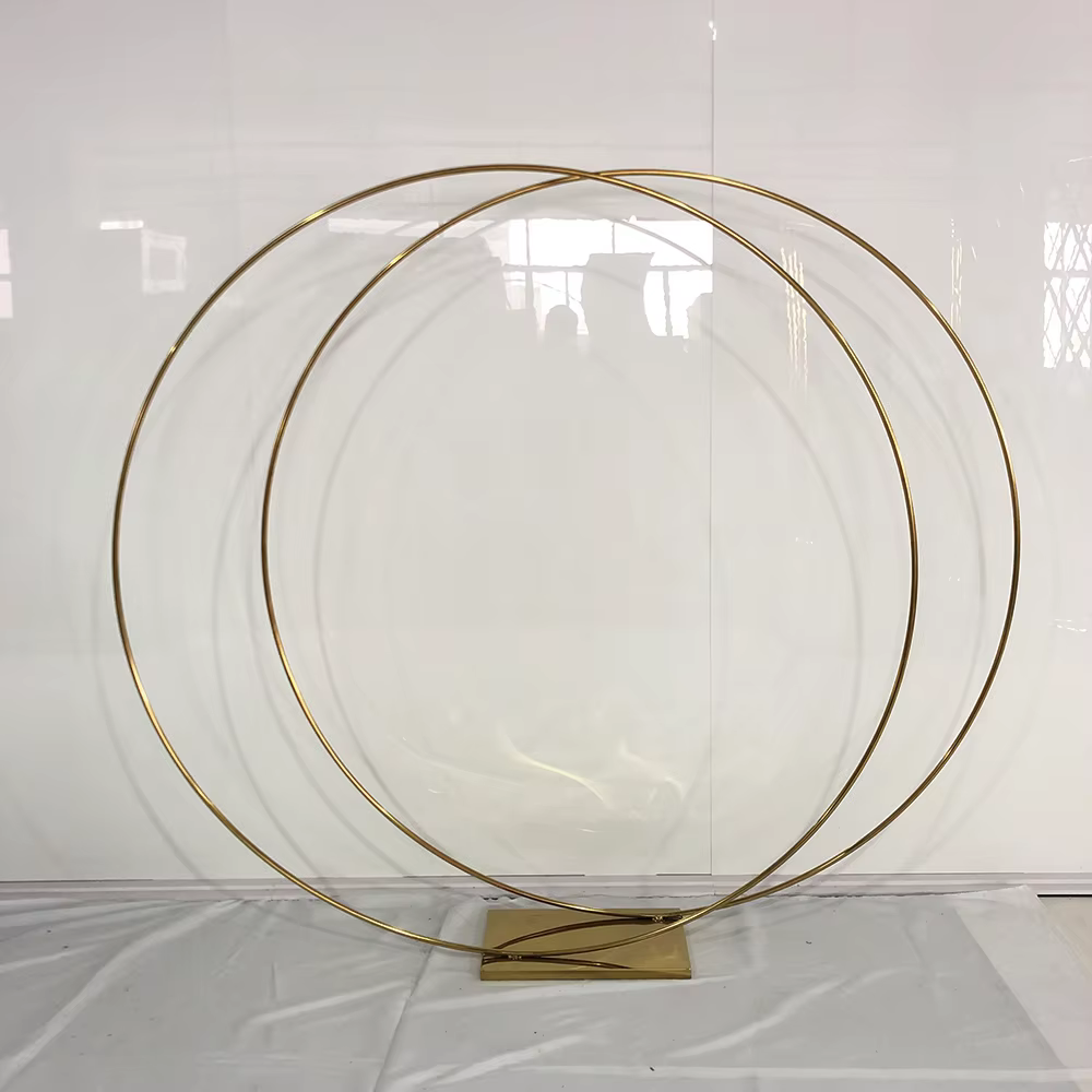Anneau d'arrière-plan d'événement de luxe d'arches métalliques de mariage d'acier inoxydable de cercle doré
