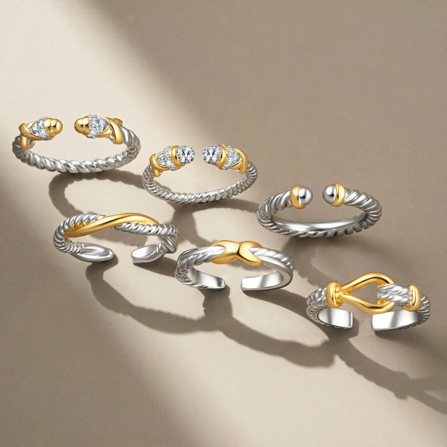 ZALMAN – bague tressée torsadée ouverte pour Couple