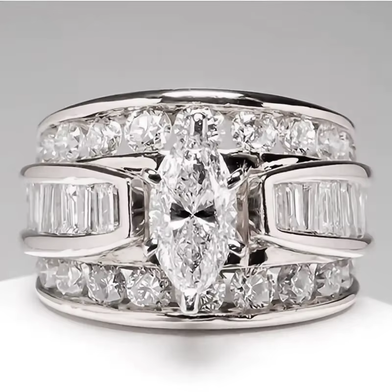 Huitan luxe Marquise coupe bague femme magnifique anniversaire fête bijoux Noble dame mode fiançailles cérémonie accessoires