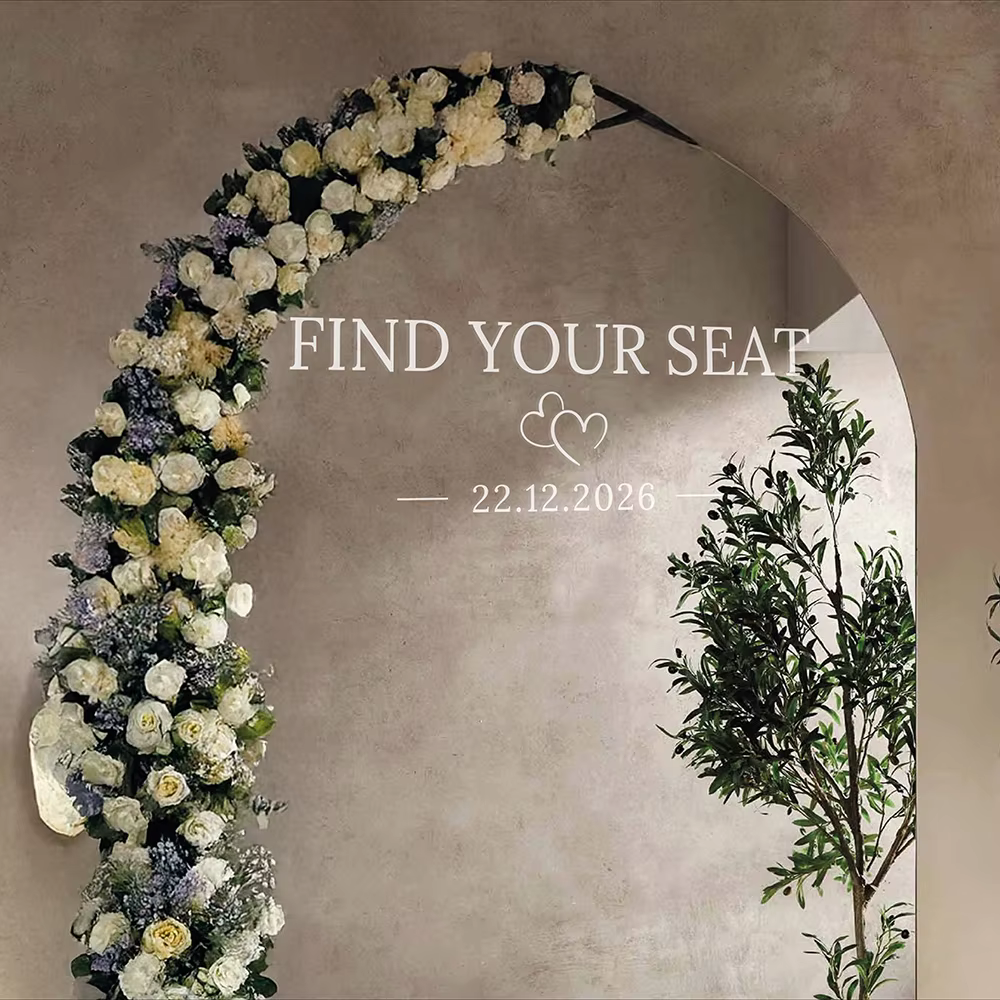 Autocollants miroir personnalisés pour plan de table de mariage – Trouvez votre carte de placement – Décoration de fête pour célébrations