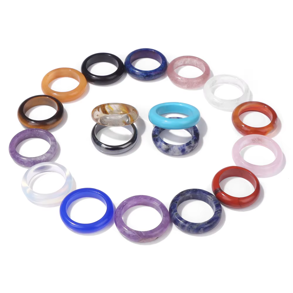 Bague en pierre de cercle rond pour femmes et hommes