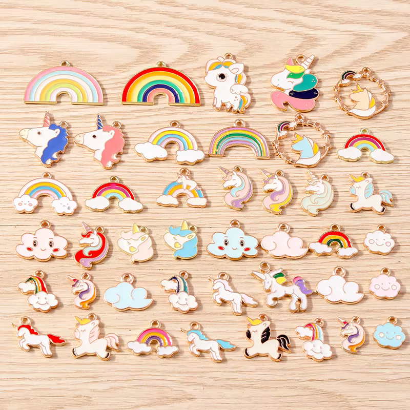 Mélange de Breloques Colorées en Émail Arc-en-Ciel pour Femme, Breloques de Confection de Bijoux, Boucles d'Oreilles, Colliers, DIY, 10 Pièces