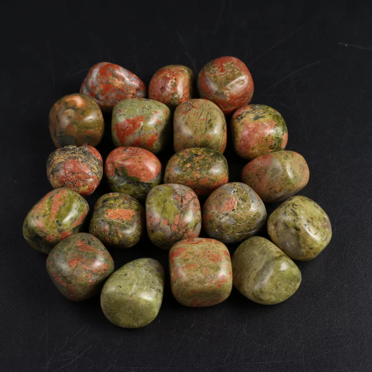 Ensemble de pierres énergétiques carrées en perles Unakites naturelles pour femmes