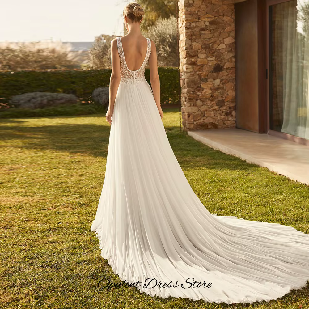 Robe de mariée sexy sur mesure avec fente latérale