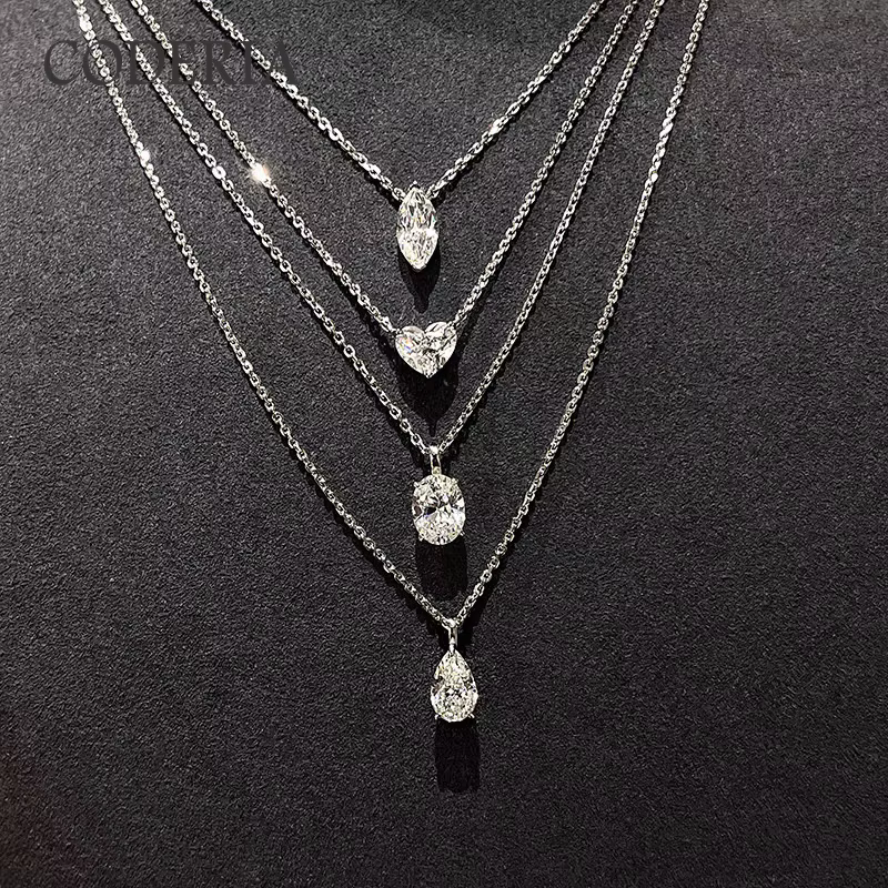 Collier ovale en Moissamite goutte d'eau