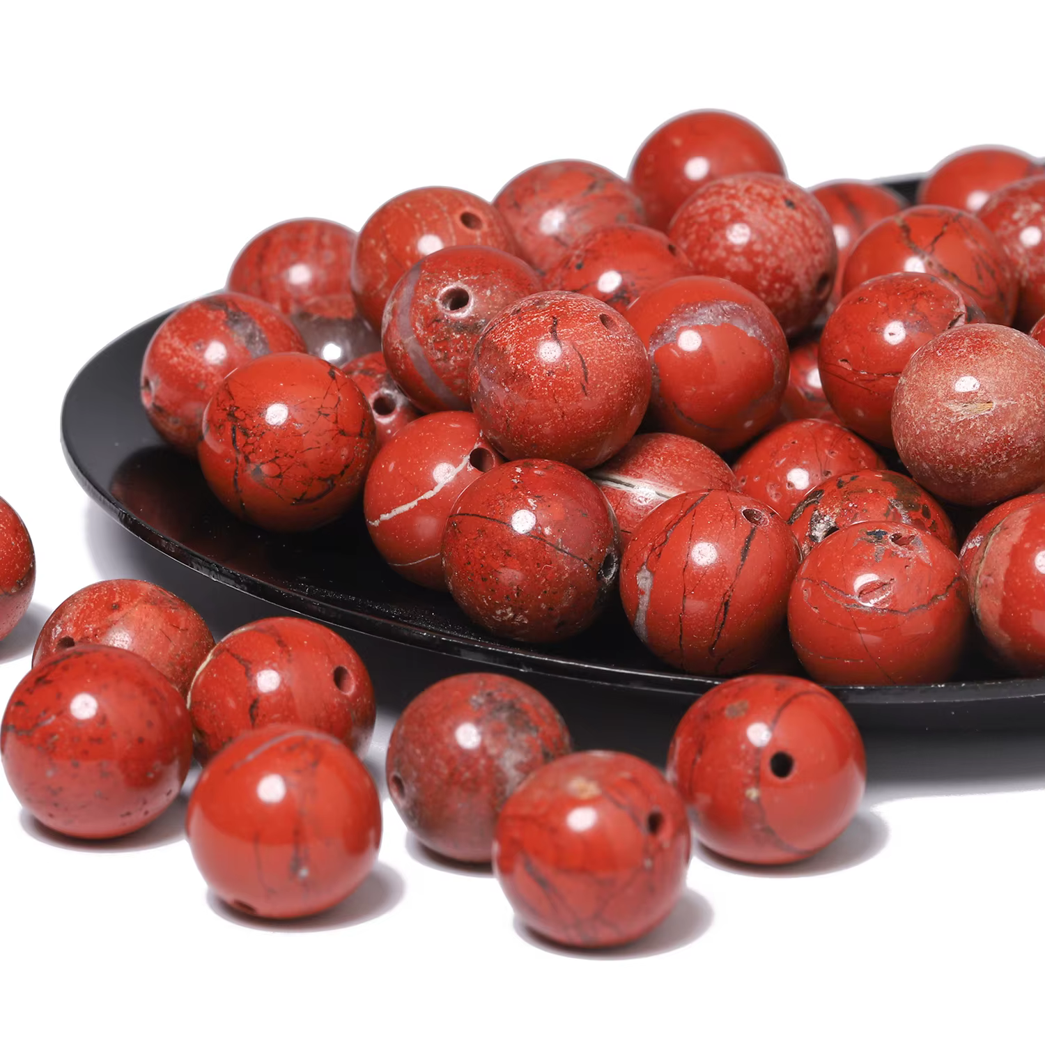 Perles rondes en pierre de jaspe rouge naturel