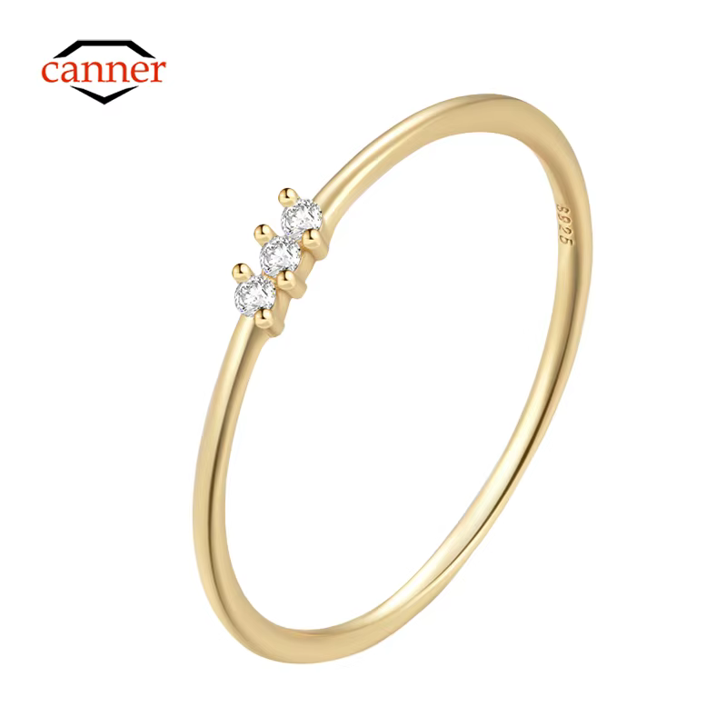 Bague minimaliste en argent regardé S925 pour femme