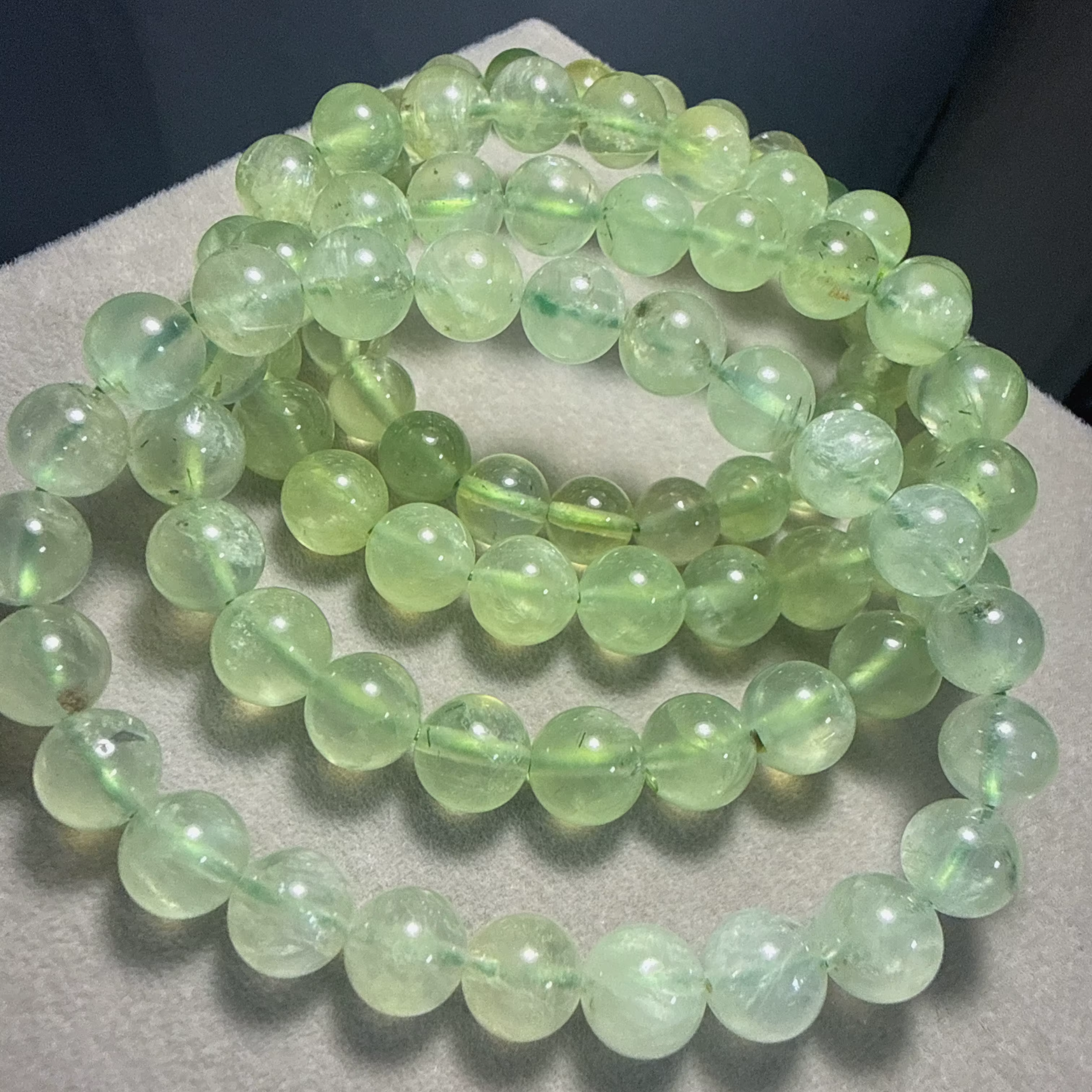 Bracelets et colliers en perles rondes de préhnite naturelle de qualité supérieure pour la fabrication de bijoux