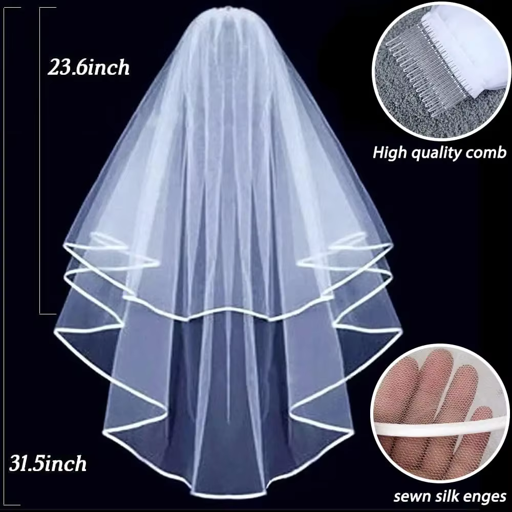 Voile de mariée court et Simple pour femmes