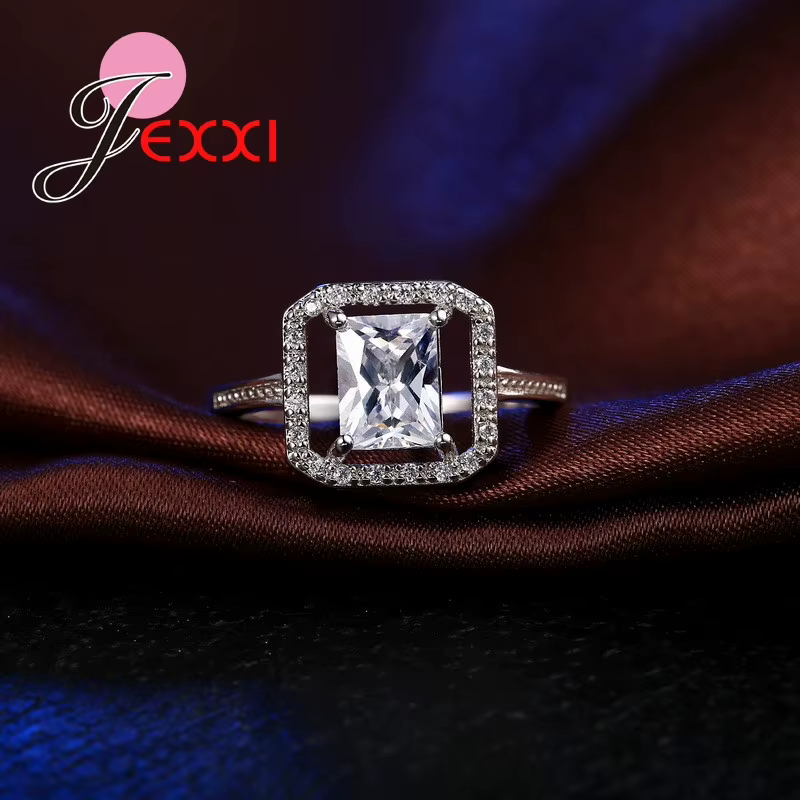 Bague en argent regardé 925 coupe princesse pour hommes et femmes