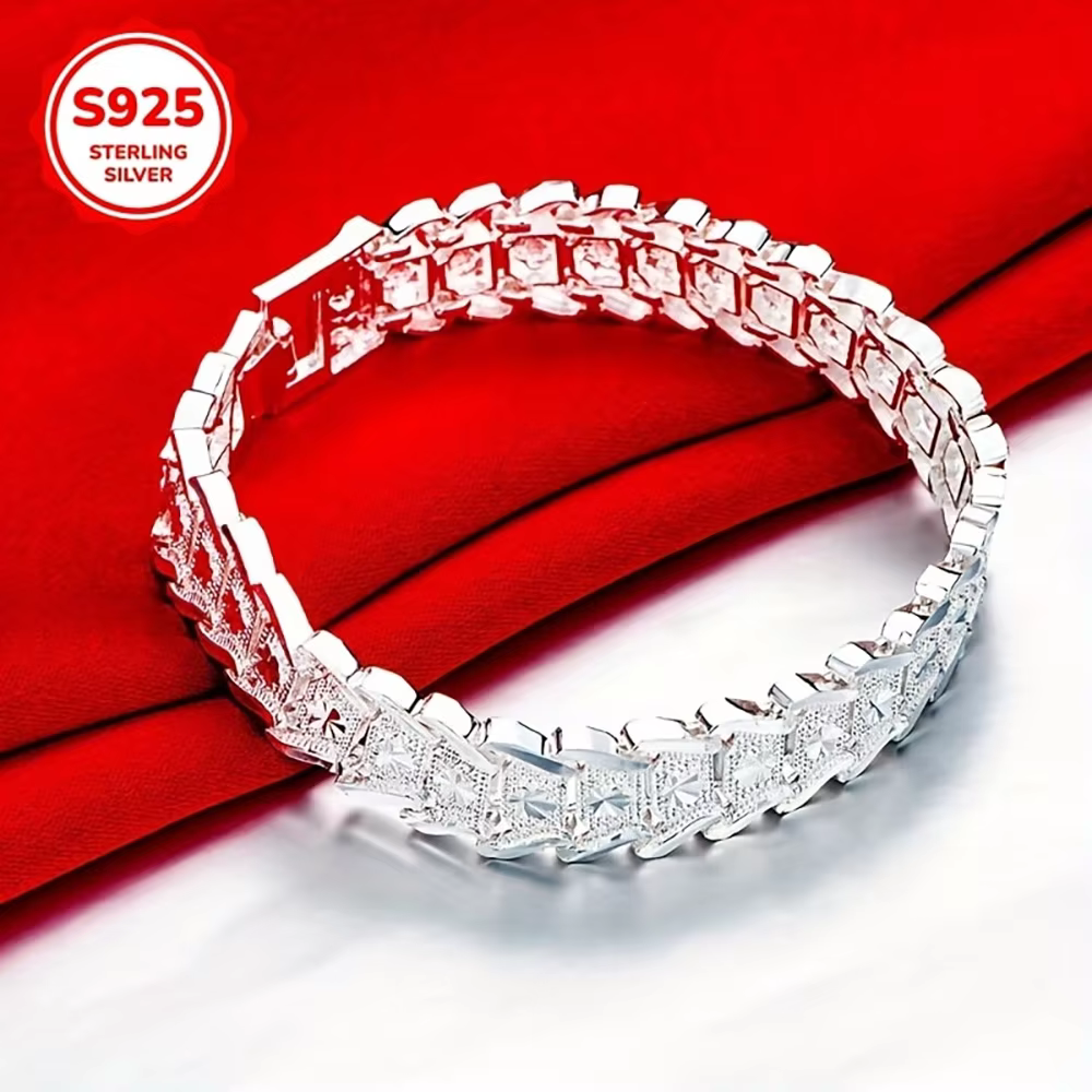 Bracelet classique en argent sterling 925 de 8 pouces