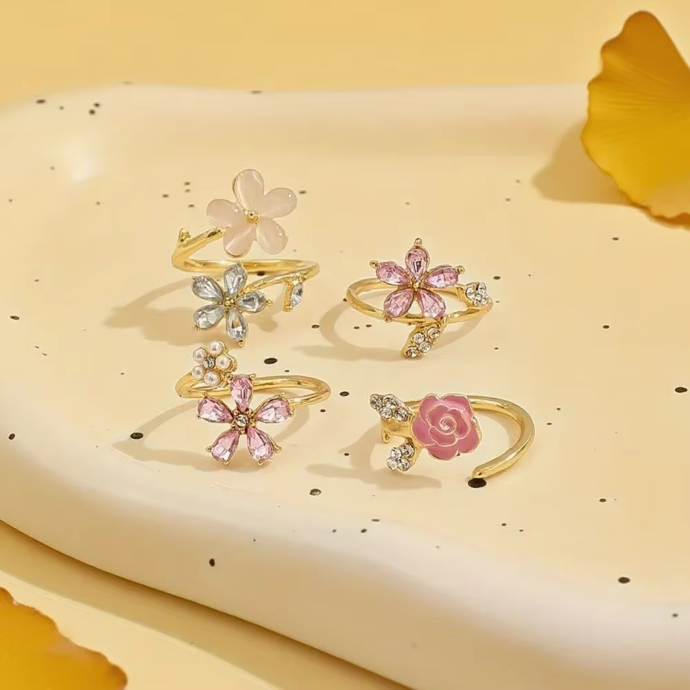 Ensemble de bagues multicouches en Zircon et perles