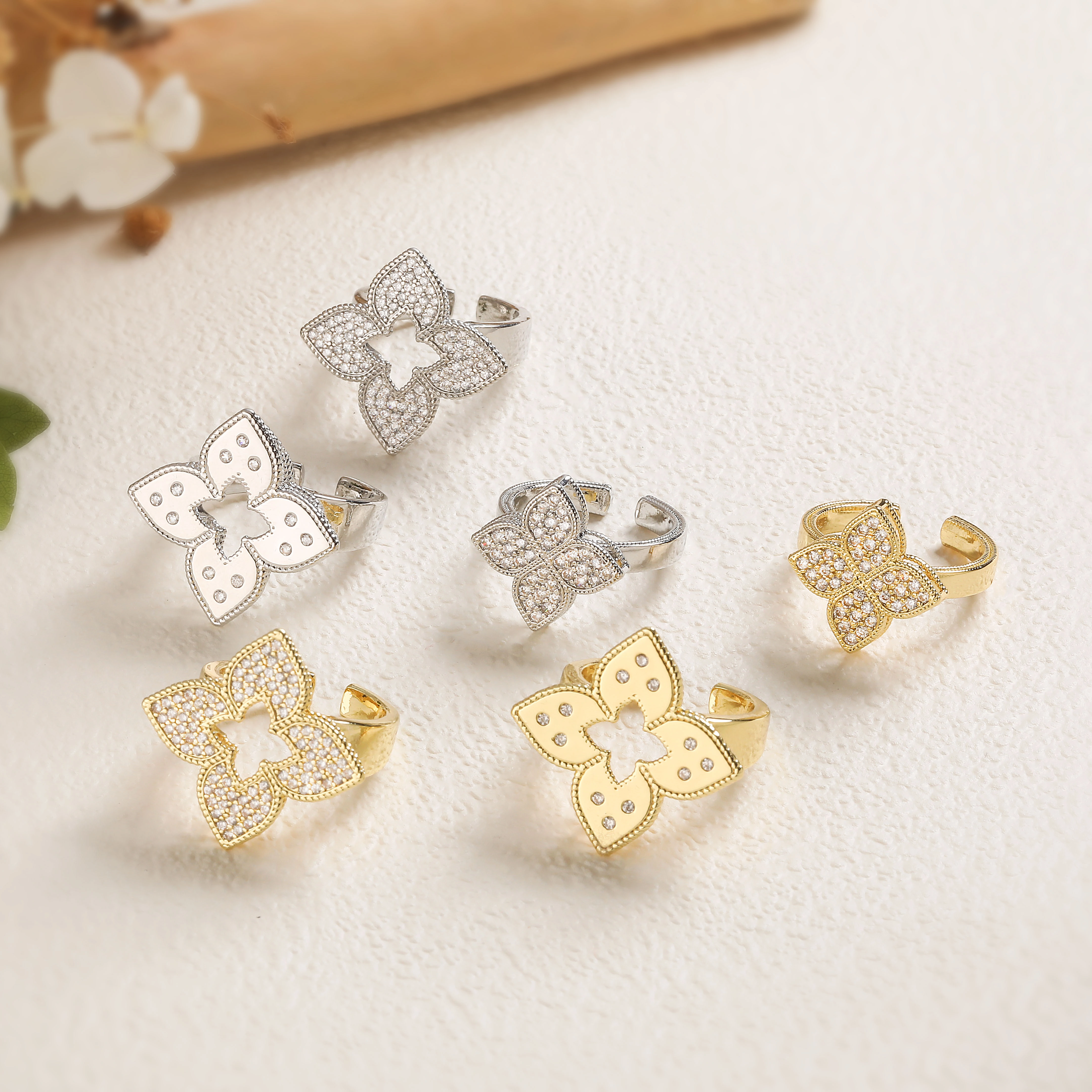 HECHENG, élégante bague florale pour femmes
