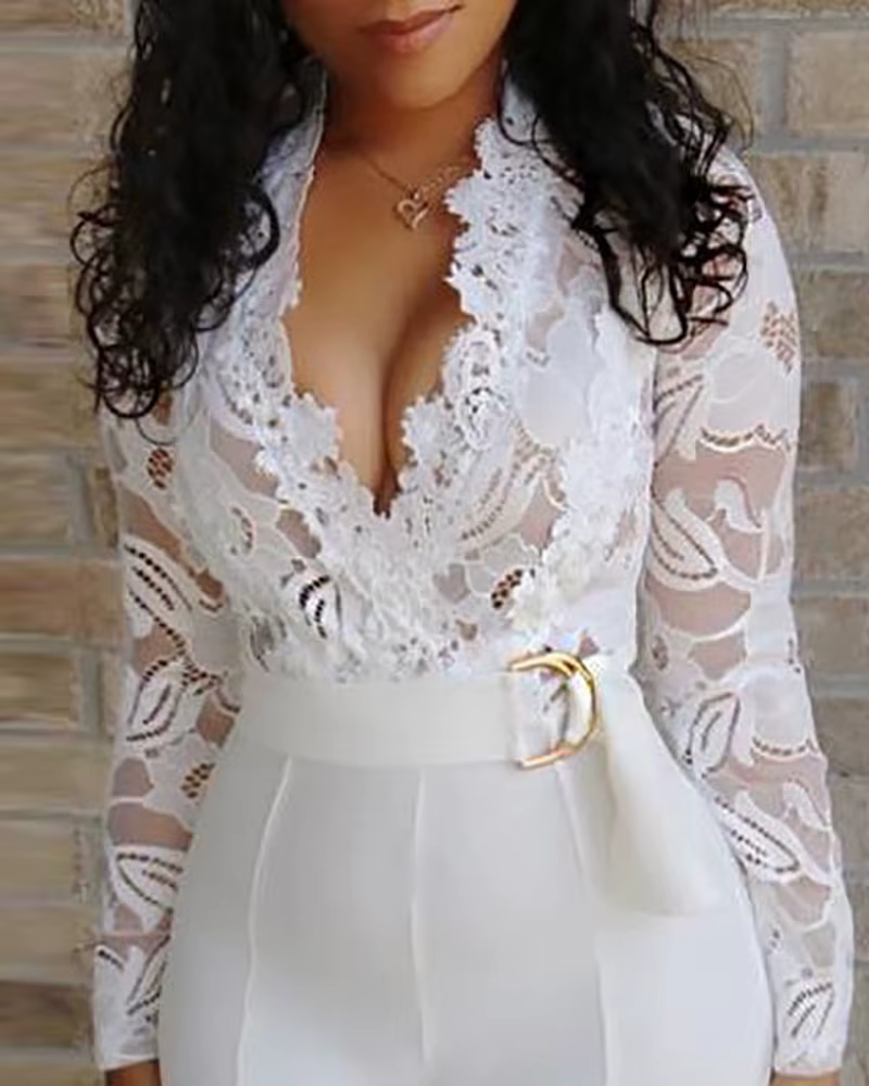 Combinaisons Blanches en Dentelle pour Femme