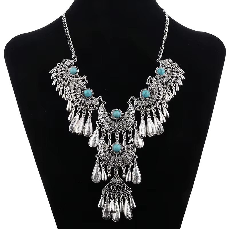 Collier ras du cou ethnique gitane bohème pour femmes