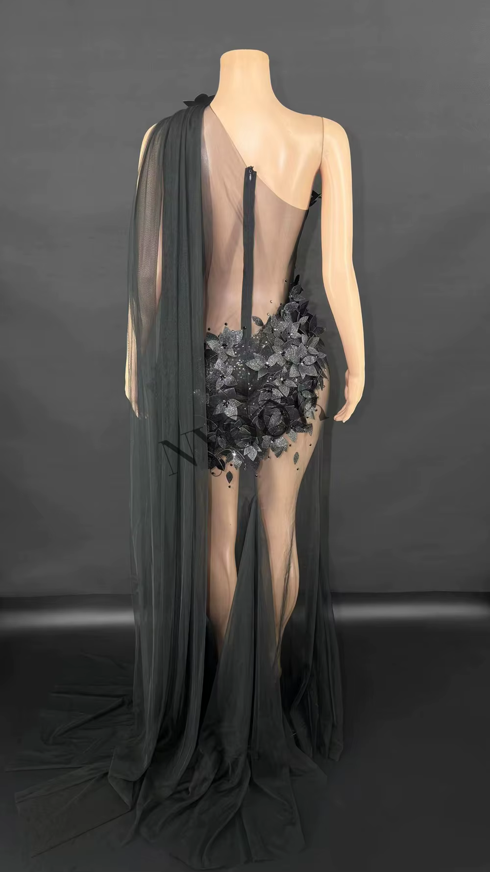 Robe longue à queue transparente pour femmes