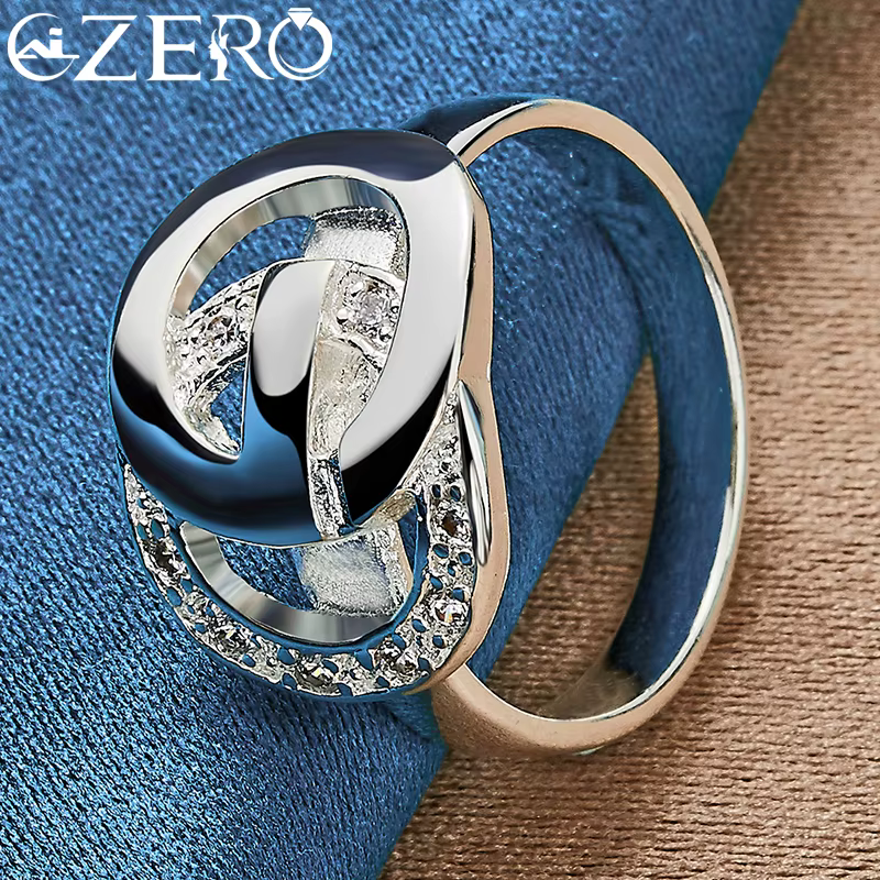 ALIZERO 925 en argent Sterling lettre e Zircon bague pour femme anneaux de mariage bande de fiançailles mode fête bijoux à breloques cadeau