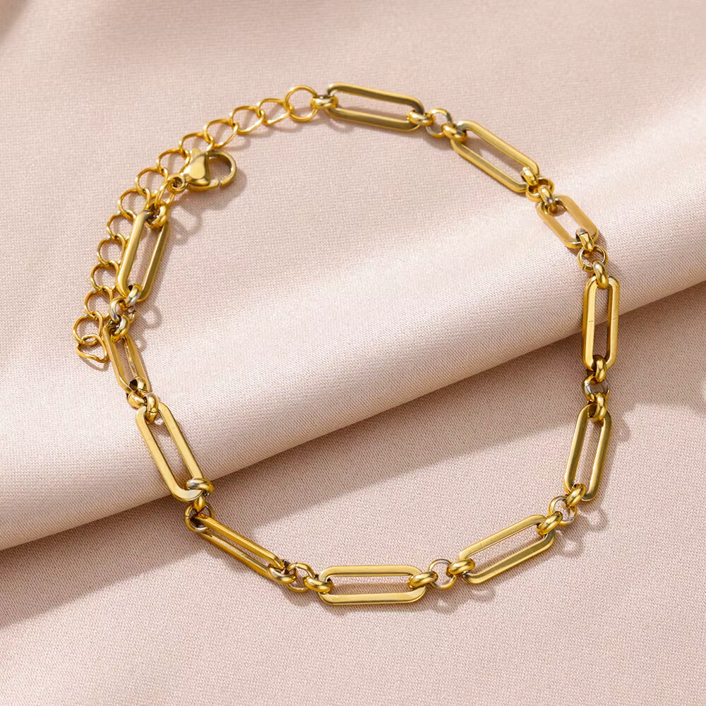Bracelet de cheville en acier inoxydable doré pour femme