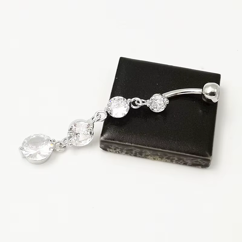 Anneaux de nombril pendants en argent regardé 925 pour femmes