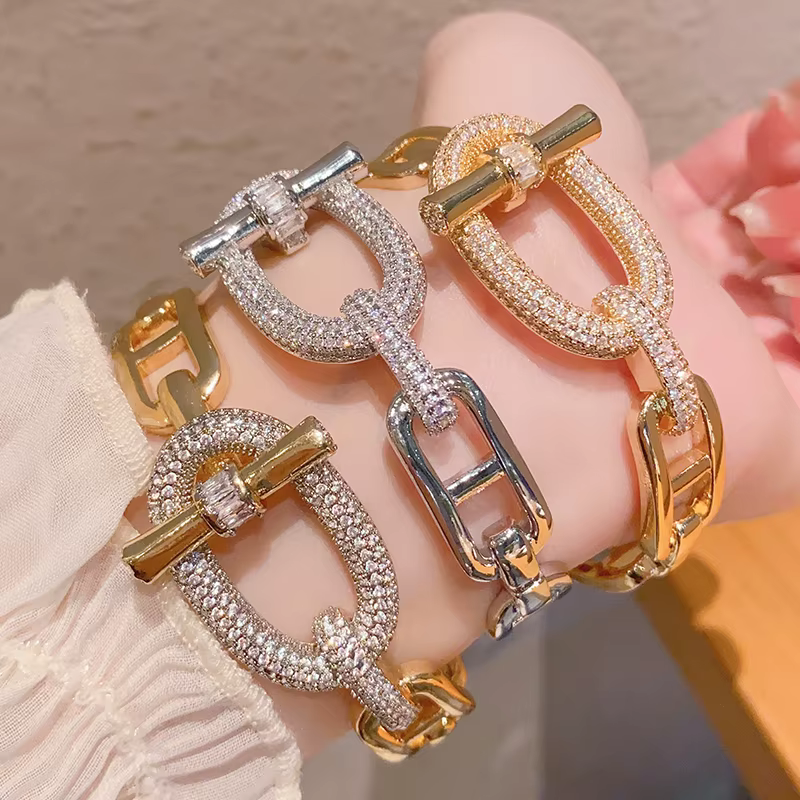 Bracelet en laiton plaqué or 18 carats pour femmes