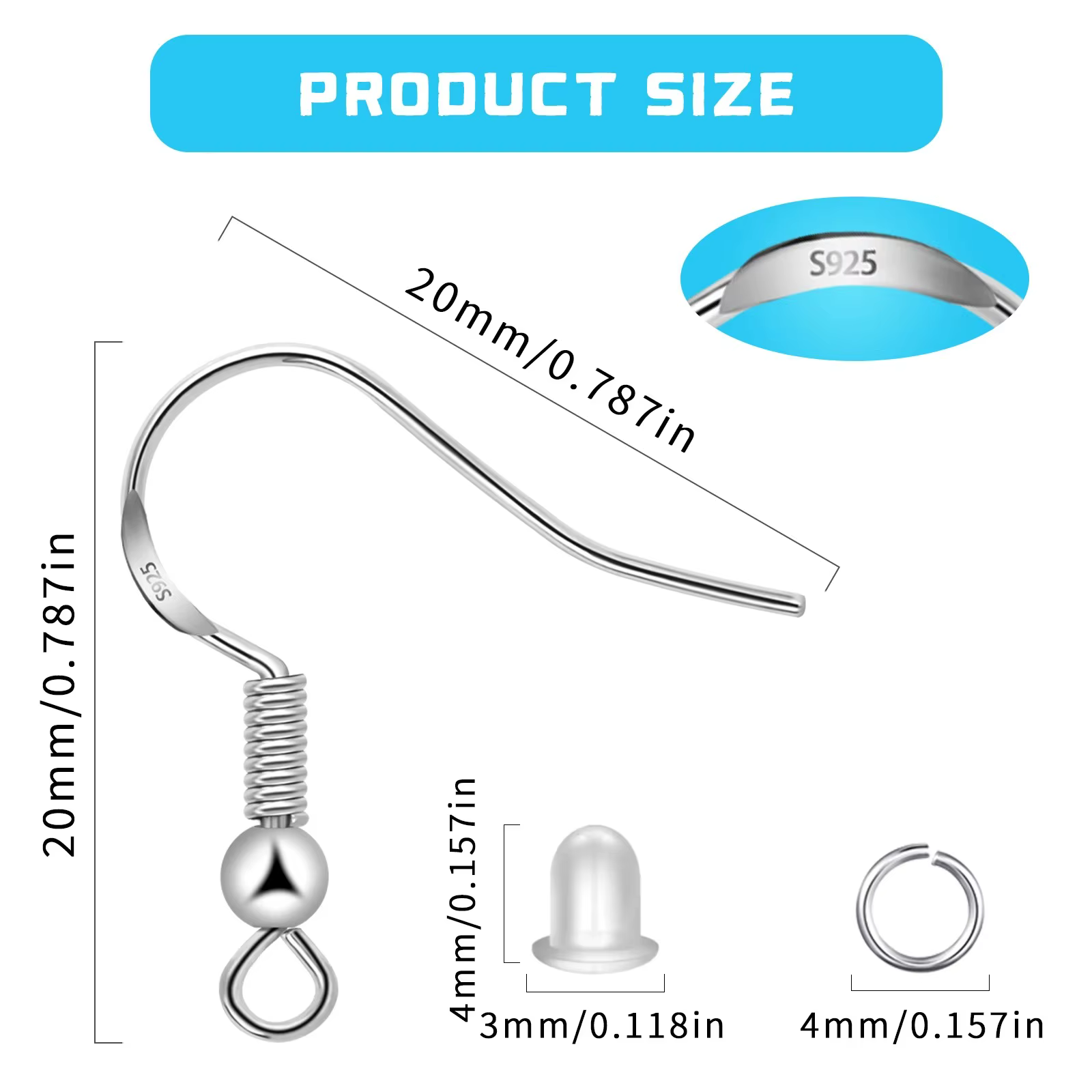 Kit de crochets d'oreille en argent 925 - 100
