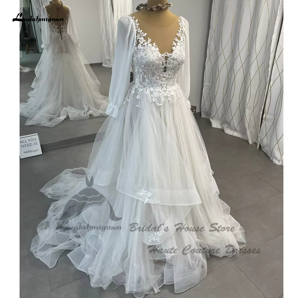 Robes de mariée princesse à manches longues pour femmes