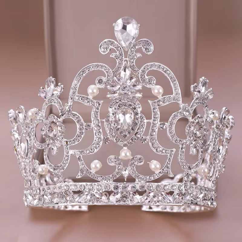 Couronne de diadème de perles de cristal baroques vintage