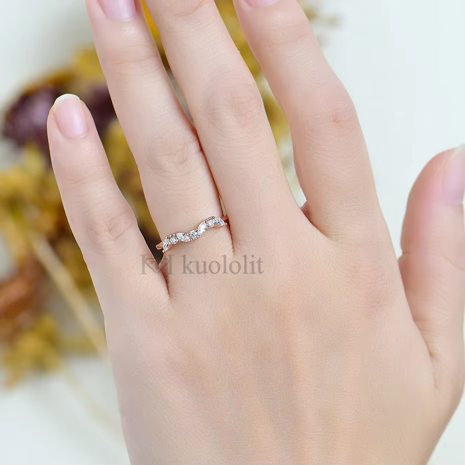 Kuololit – bague d'aile de Moissanite en or Rose 18K 14K pour femmes