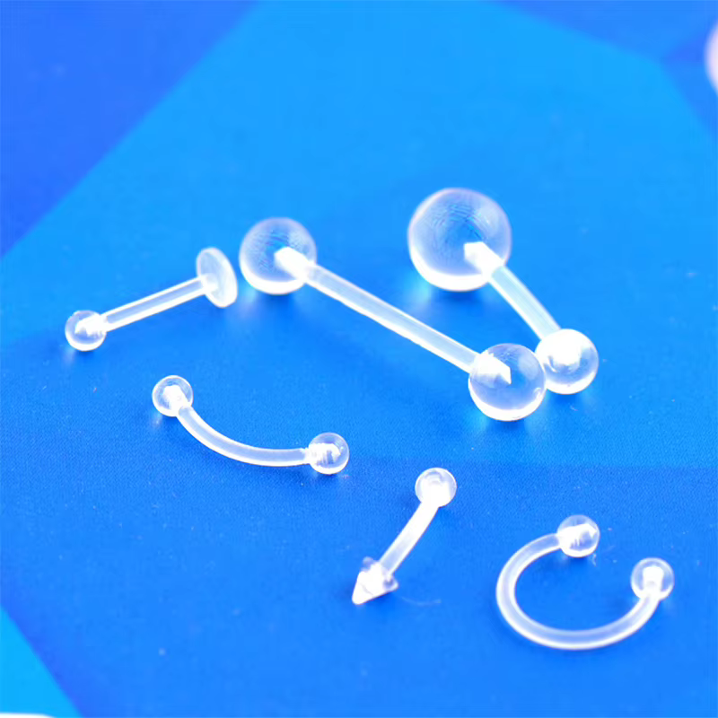 2 pièces/lot boule acrylique transparente Punk Bar anneau à lèvres Silicone sourcil Piercing industriel Piercing Labret Piercing Tragus Piercing