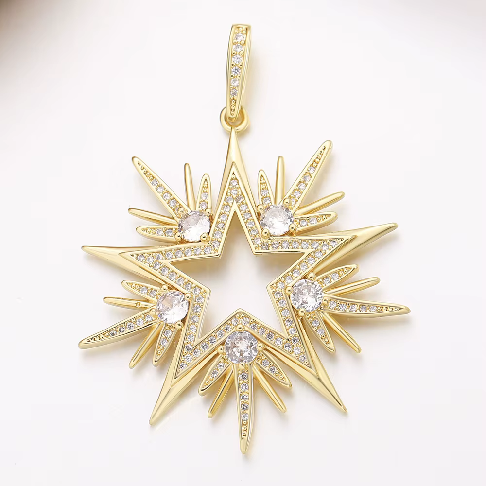 Juya 18K véritable plaqué or nouveau CreativeTree Of Life mauvais œil lune étoile Hamsa amour coeur breloques pour bricolage pendentif fabrication de bijoux