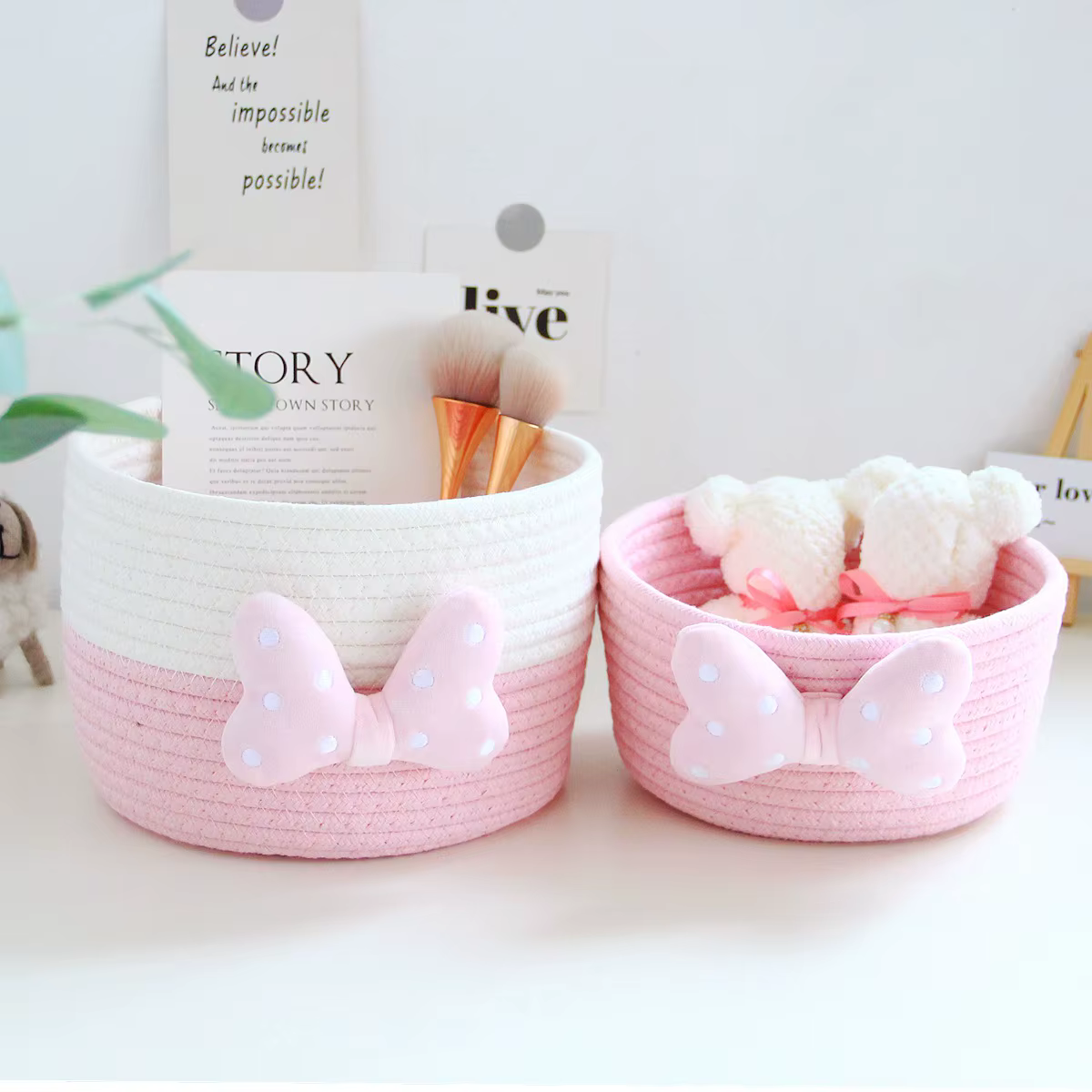 Paniers de rangement en corde de coton tissée