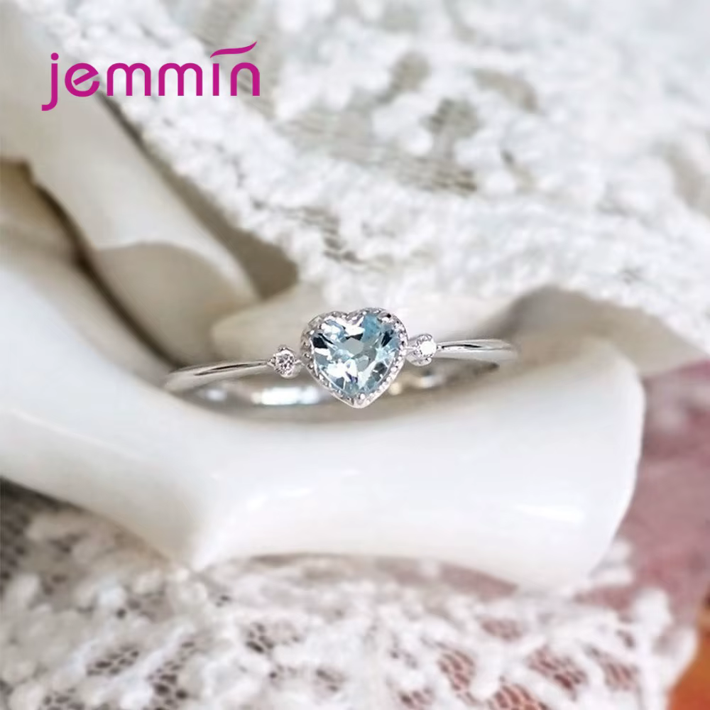 Bague en argent Sterling 100% bleu clair