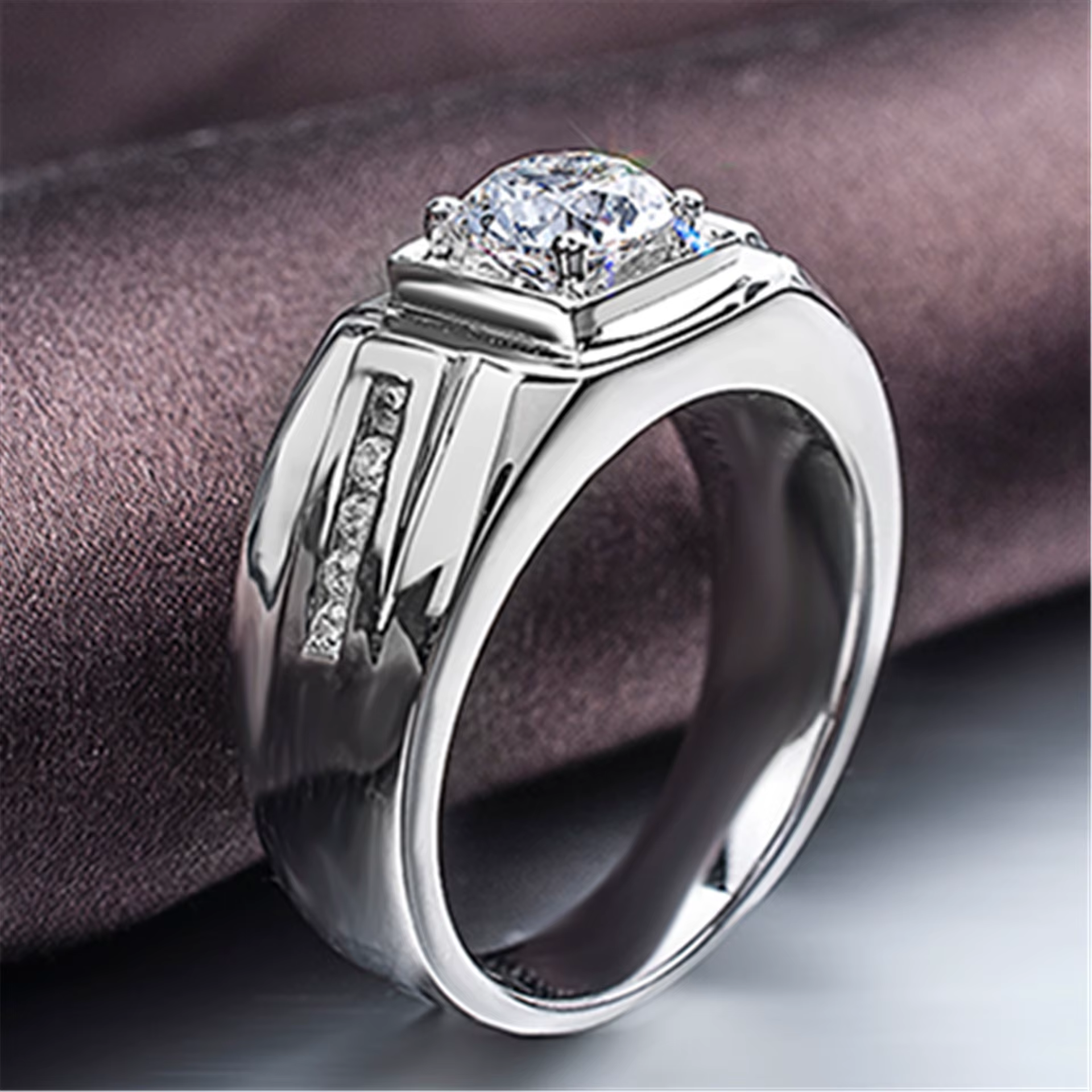 Bagues pour homme en argent 925 avec zircon brillant
