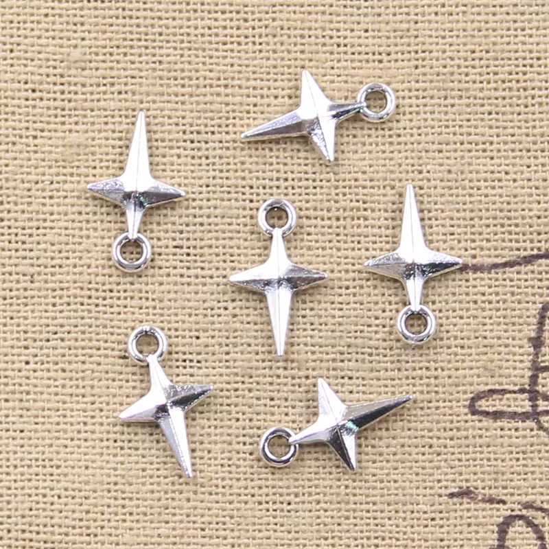 30 pièces breloques Polestar étoile du nord 15x9mm Antique couleur argent pendentifs bricolage artisanat faisant des résultats bijoux tibétains faits à la main