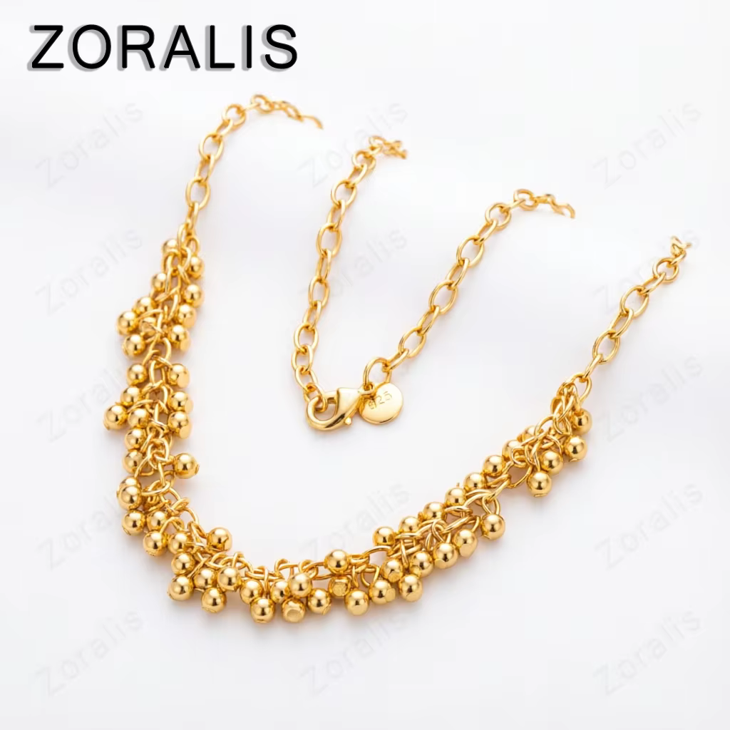 Collier en or 18 carats avec perles en forme de grappe de raisin pour femme