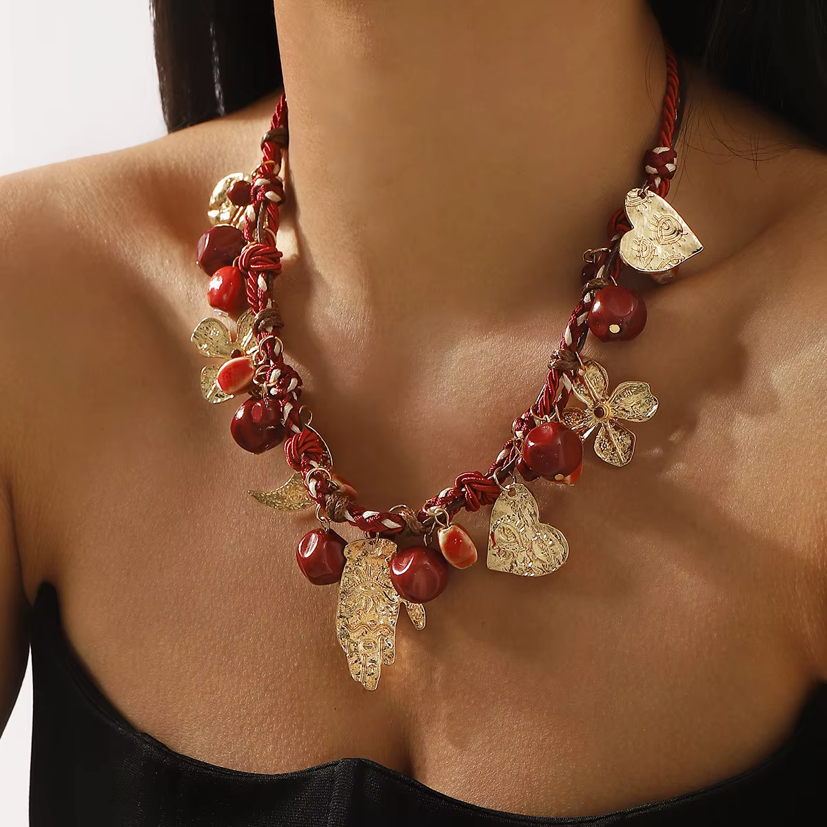 LUREME bohème ethnique colliers palmier lune amour pendentifs main noeud chaîne rétro Multi élément hommes femmes mode OL bijoux