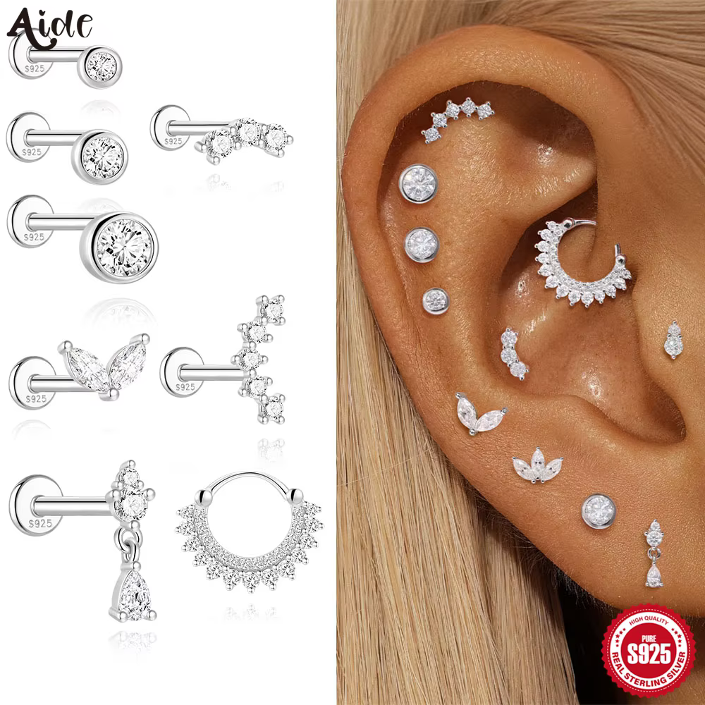 Aide Moissanite diamant boucles d'oreilles pour femmes original 925 en argent Sterling vis arrière