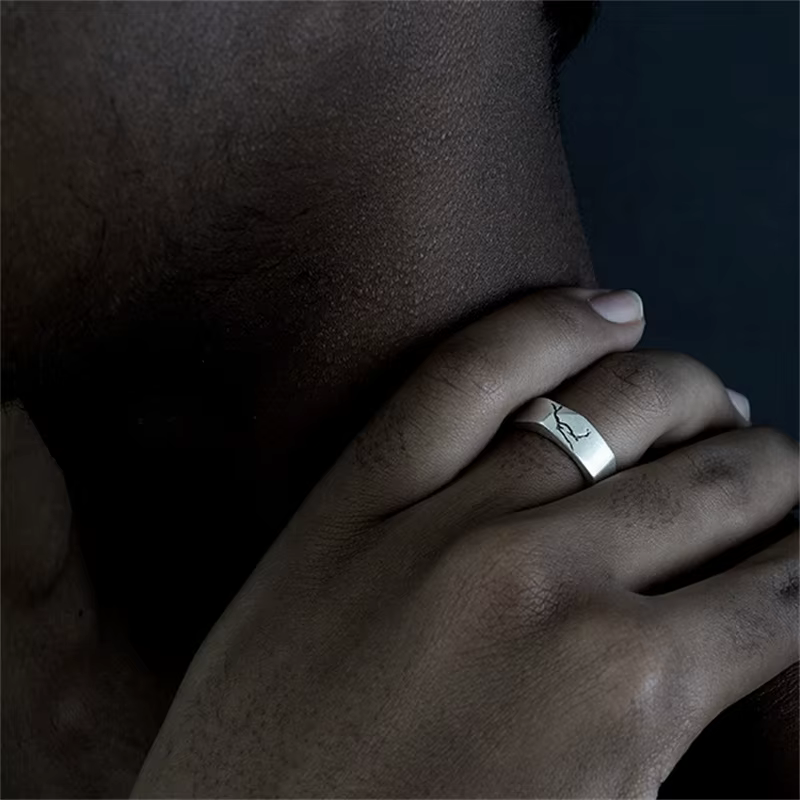 Bague Vintage craquelée pour hommes