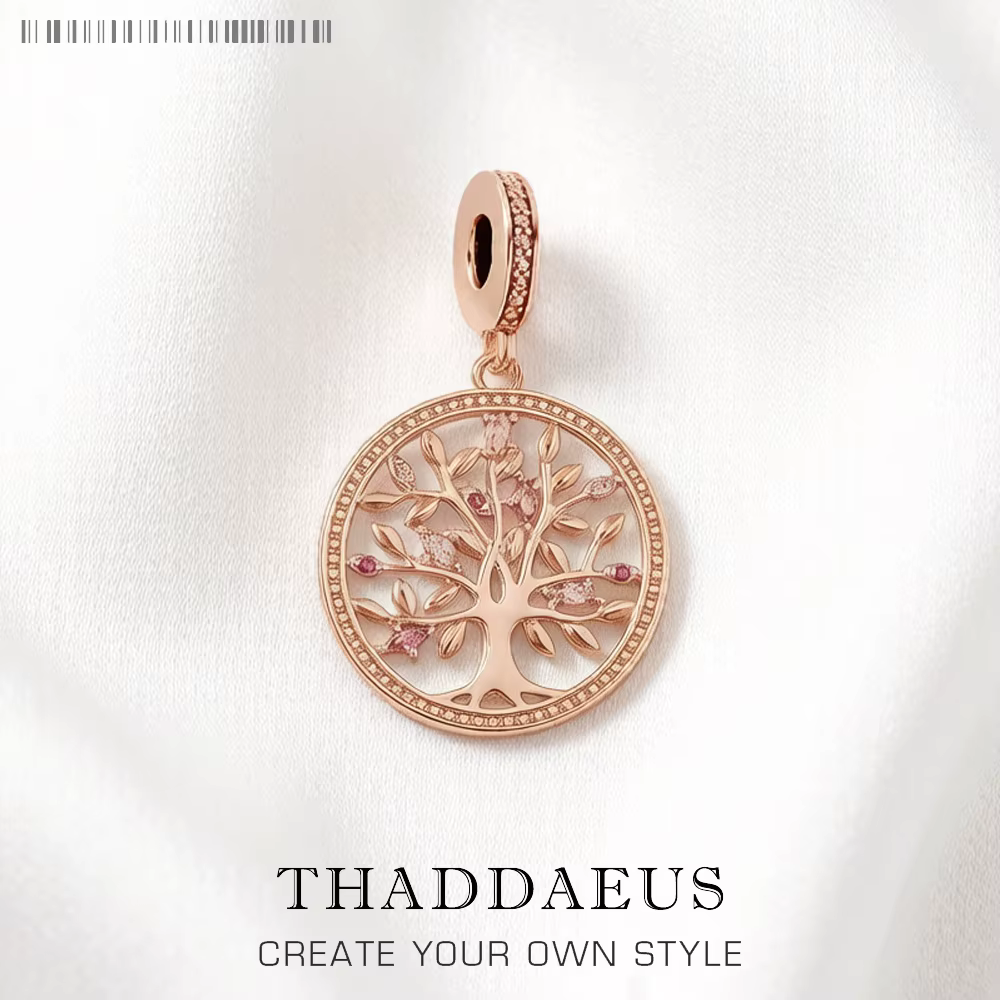 Pendentif arbre d'amour rose en argent Sterling 925 pour femmes et filles