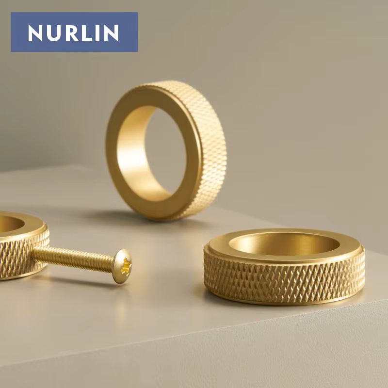 Nurlin en laiton massif diamant-coupe croix moletée anneau circulaire armoire boutons meubles tiroir doigt