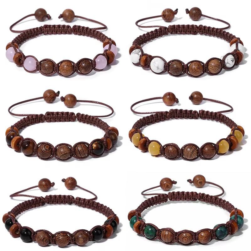 Bracelet tressé en pierre naturelle pour hommes et femmes
