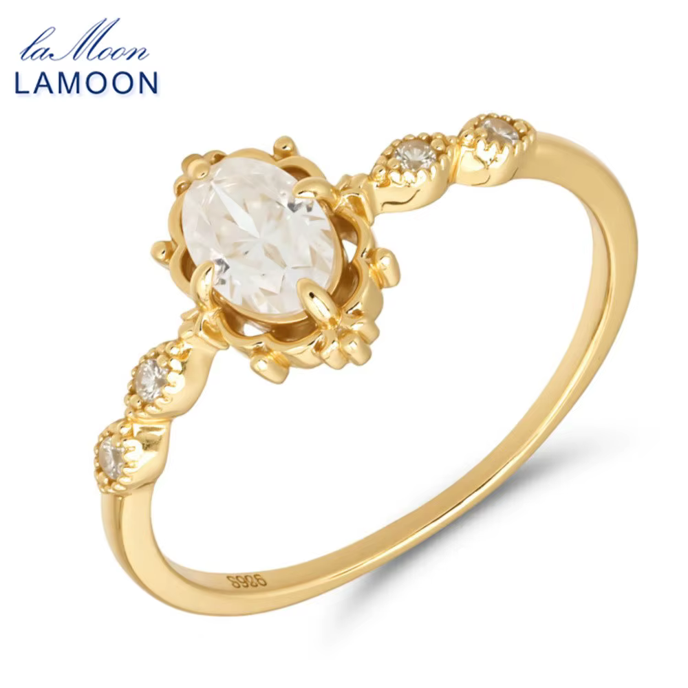 LAMOO – bague Moissanite Vintage pour femmes