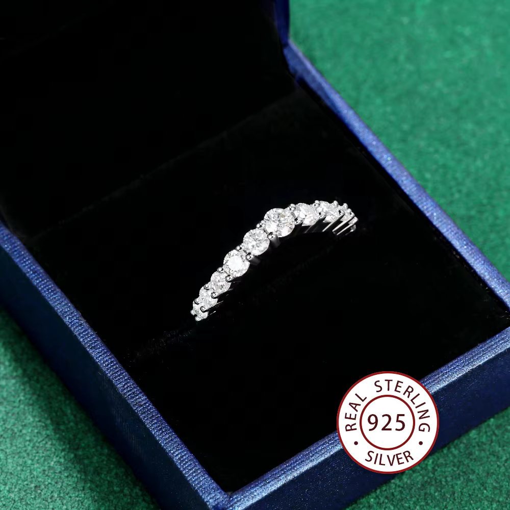 Bague de mariage incurvée en argent sterling S925 avec moissanite LinkerLove