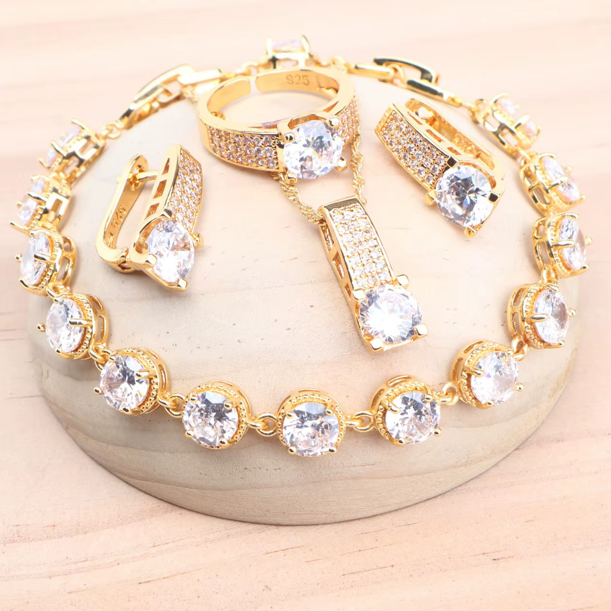 Parures de bijoux de mariée en argent 925 pour femmes