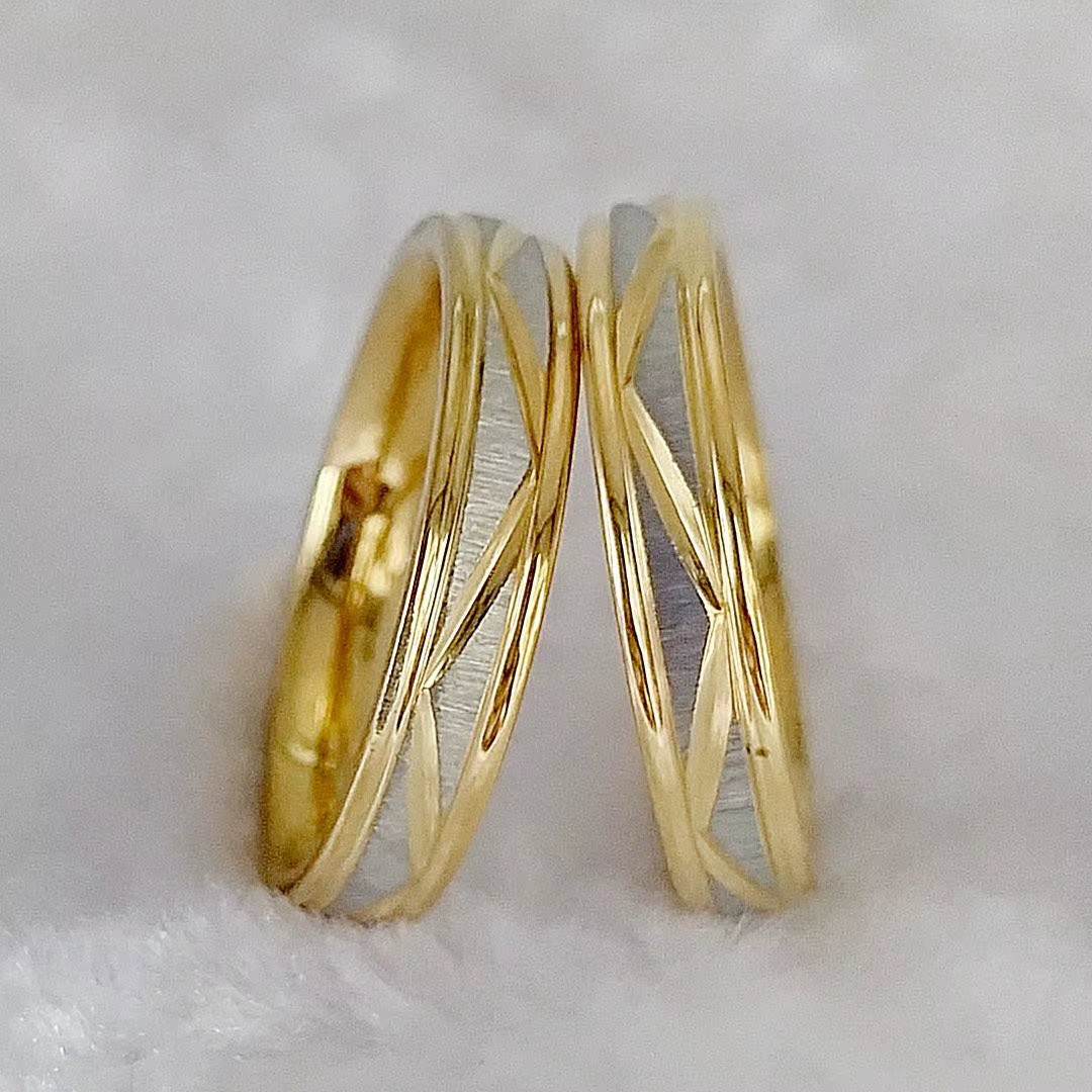 Amoureux Couples Bandes Alliance Promesse Bagues de mariage Ensembles de mariée pour hommes et femmes Bijoux coréens en titane plaqué or 18 carats